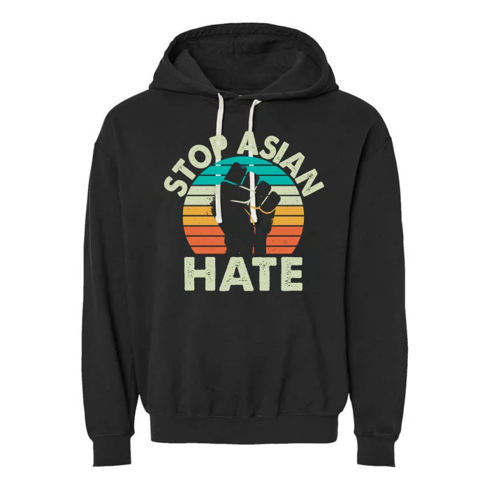 Stop Asian Hate Vintage Protest Fist Garment-Dyed Fleece Hoodie