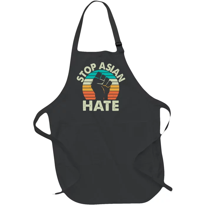 Stop Asian Hate Vintage Protest Fist Full-Length Apron With Pocket