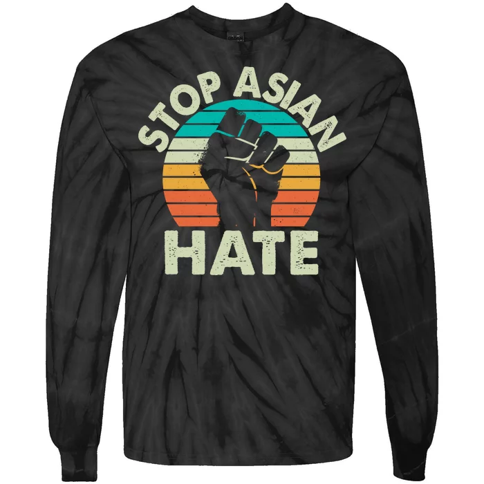 Stop Asian Hate Vintage Protest Fist Tie-Dye Long Sleeve Shirt