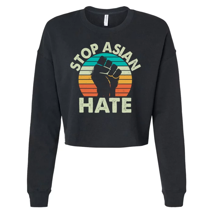 Stop Asian Hate Vintage Protest Fist Cropped Pullover Crew