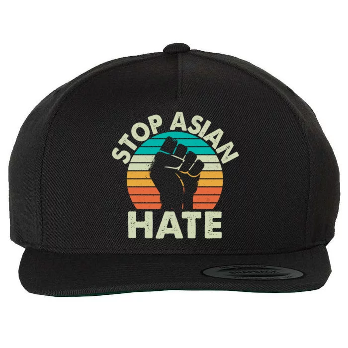 Stop Asian Hate Vintage Protest Fist Wool Snapback Cap