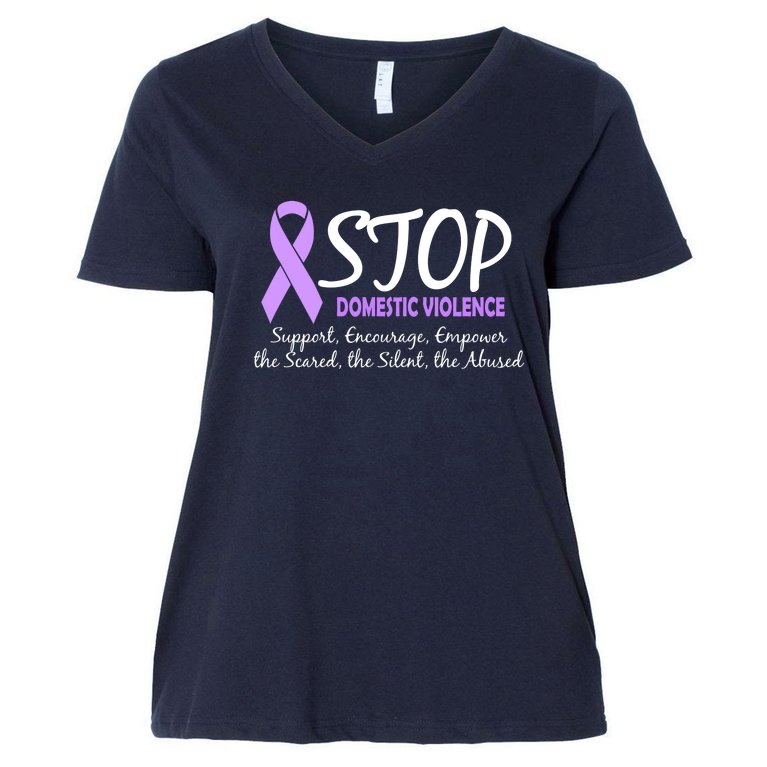 Stop Domestic Violence Women's V-Neck Plus Size T-Shirt