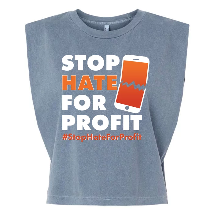 Stop Hate for Profit #StopHateForProfit Cracked Cell Phone Garment-Dyed Women's Muscle Tee