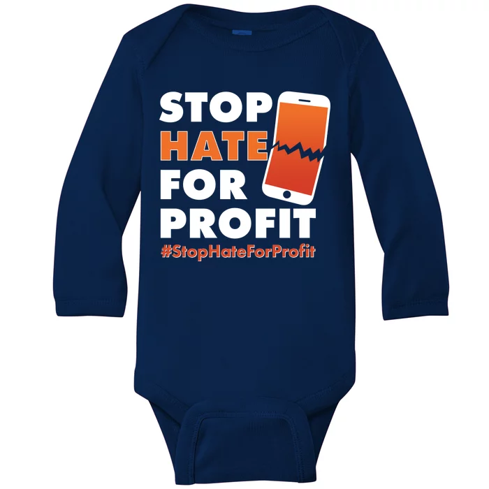 Stop Hate for Profit #StopHateForProfit Cracked Cell Phone Baby Long Sleeve Bodysuit