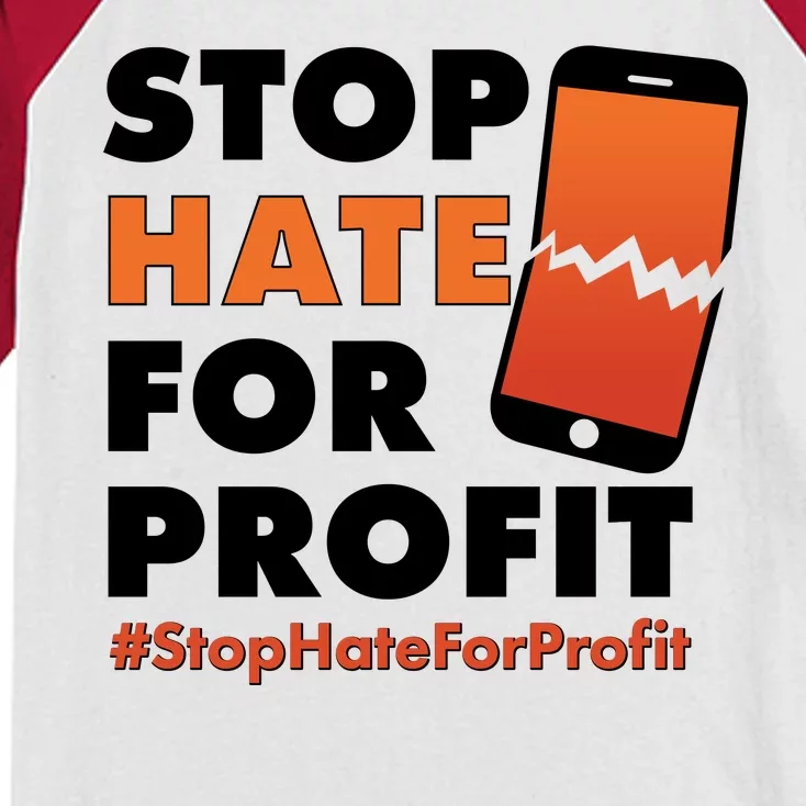 Stop Hate for Profit #StopHateForProfit Cracked Cell Phone Kids Colorblock Raglan Jersey