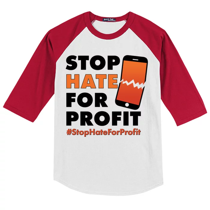 Stop Hate for Profit #StopHateForProfit Cracked Cell Phone Kids Colorblock Raglan Jersey