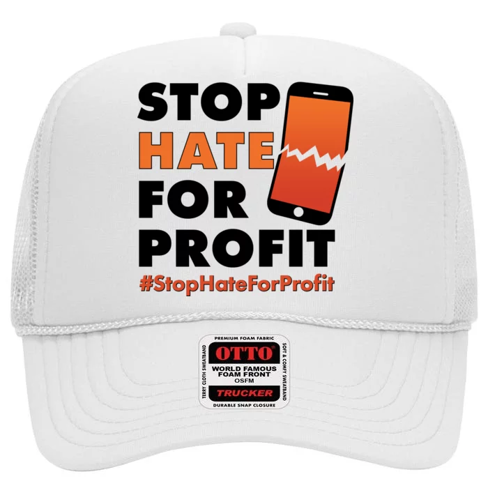 Stop Hate for Profit #StopHateForProfit Cracked Cell Phone High Crown Mesh Trucker Hat