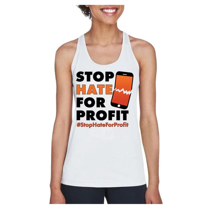 Stop Hate for Profit #StopHateForProfit Cracked Cell Phone Women's Racerback Tank