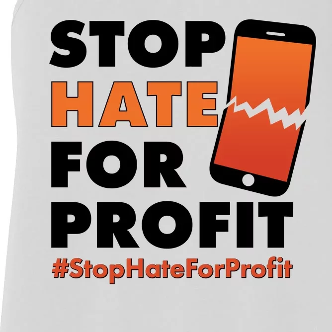 Stop Hate for Profit #StopHateForProfit Cracked Cell Phone Women's Racerback Tank