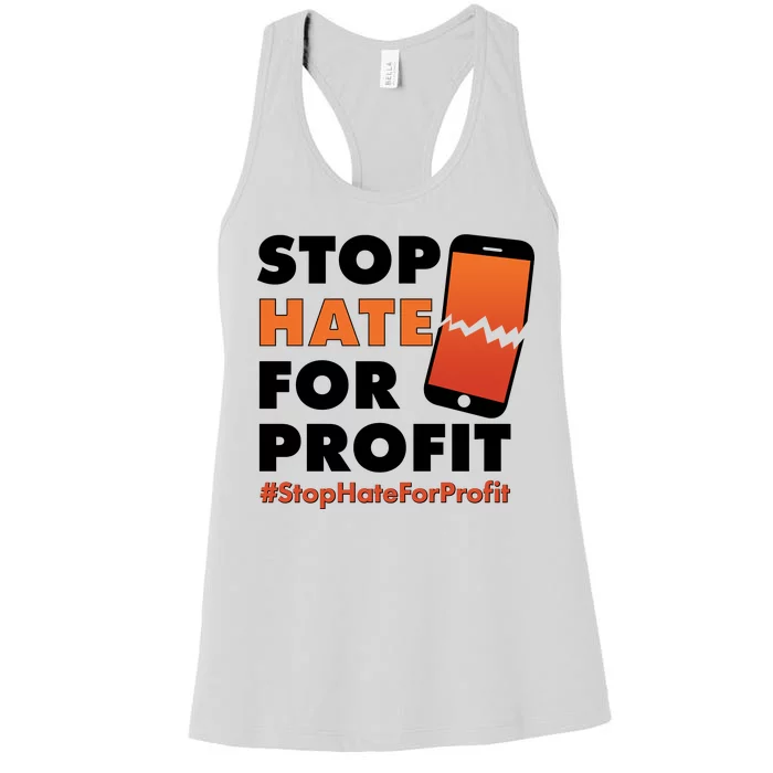 Stop Hate for Profit #StopHateForProfit Cracked Cell Phone Women's Racerback Tank