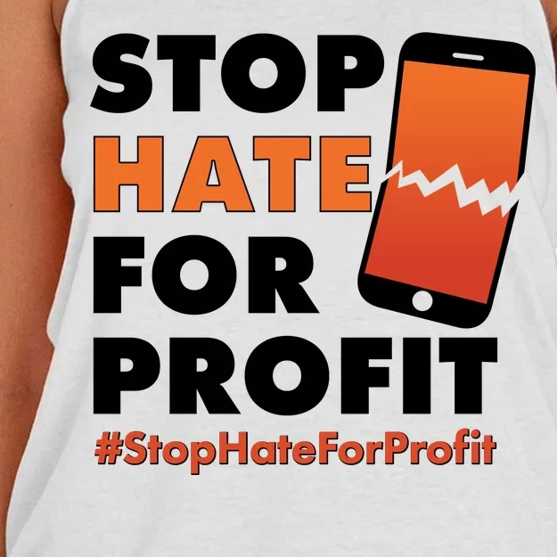 Stop Hate for Profit #StopHateForProfit Cracked Cell Phone Women's Knotted Racerback Tank