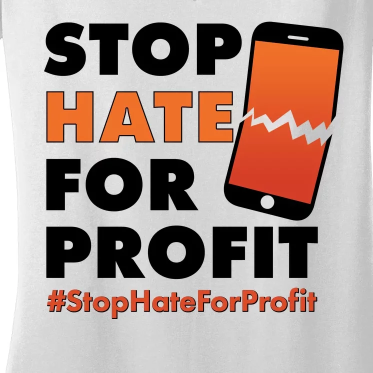 Stop Hate for Profit #StopHateForProfit Cracked Cell Phone Women's V-Neck T-Shirt