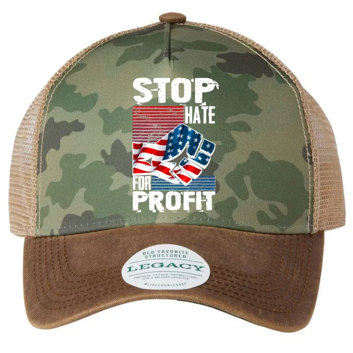 Stop Hate for Profit USA Flag Fist Legacy Tie Dye Trucker Hat