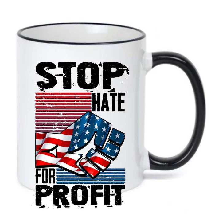 Stop Hate for Profit USA Flag Fist Black Color Changing Mug