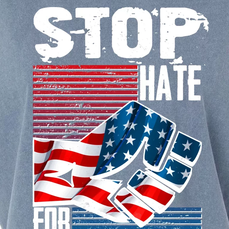 Stop Hate for Profit USA Flag Fist Garment-Dyed Women's Muscle Tee