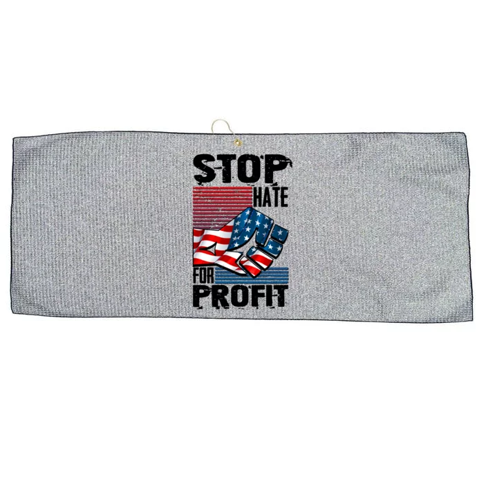 Stop Hate for Profit USA Flag Fist Large Microfiber Waffle Golf Towel