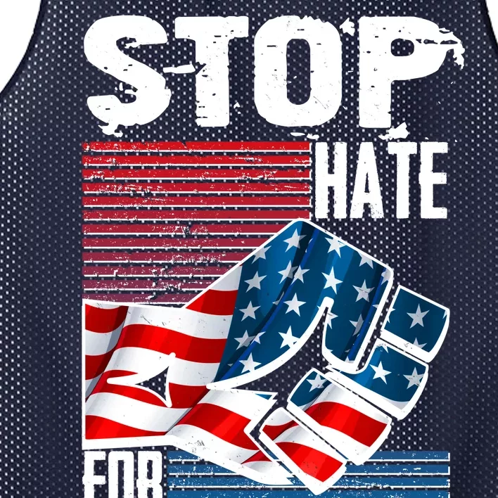 Stop Hate for Profit USA Flag Fist Mesh Reversible Basketball Jersey Tank