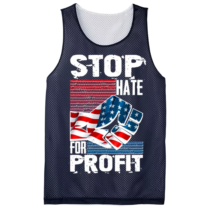 Stop Hate for Profit USA Flag Fist Mesh Reversible Basketball Jersey Tank