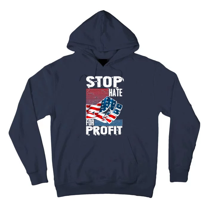 Stop Hate for Profit USA Flag Fist Tall Hoodie