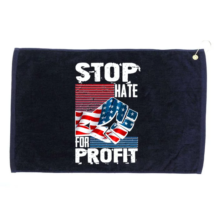 Stop Hate for Profit USA Flag Fist Grommeted Golf Towel