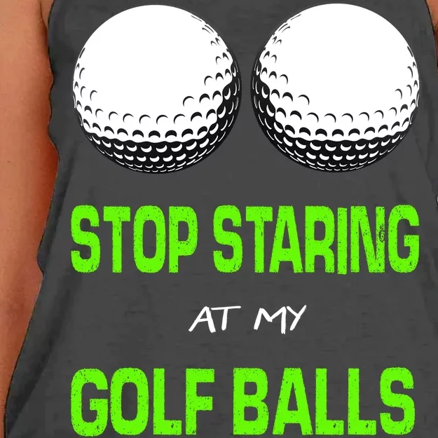 Stop Staring At My Golf Balls Women's Knotted Racerback Tank