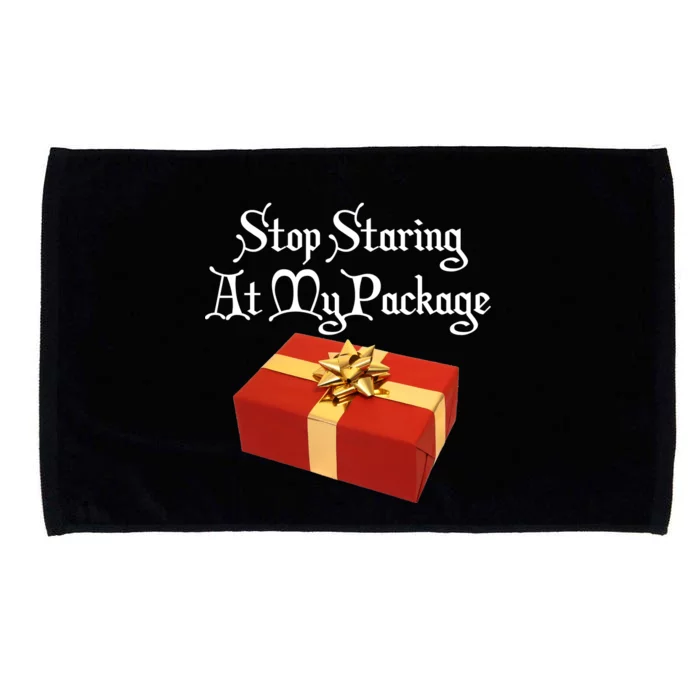 Stop Staring At My Package Christmas Present X-Mas Microfiber Hand Towel