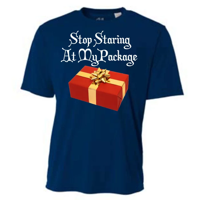 Stop Staring At My Package Christmas Present X-Mas Cooling Performance Crew T-Shirt