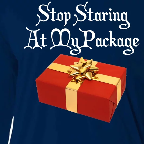 Stop Staring At My Package Christmas Present X-Mas Cooling Performance Long Sleeve Crew