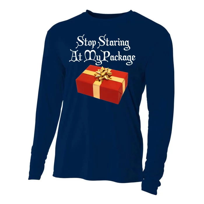 Stop Staring At My Package Christmas Present X-Mas Cooling Performance Long Sleeve Crew