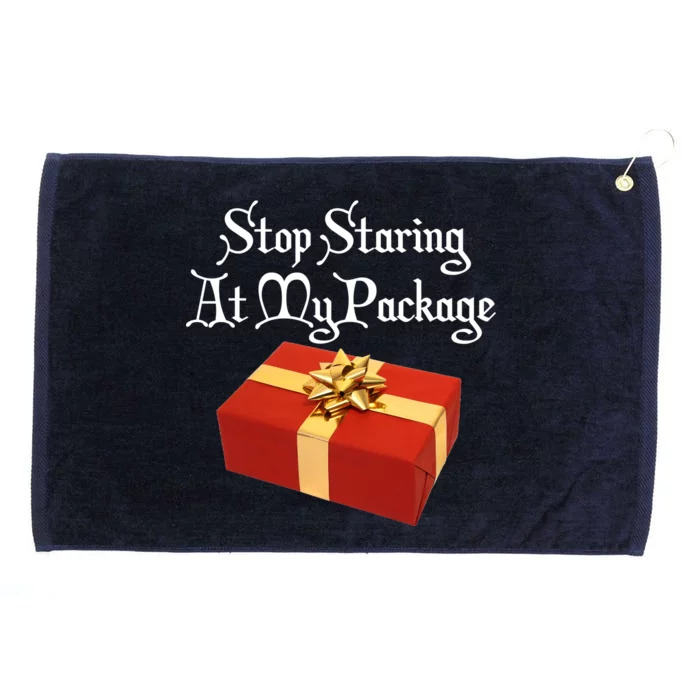 Stop Staring At My Package Christmas Present X-Mas Grommeted Golf Towel