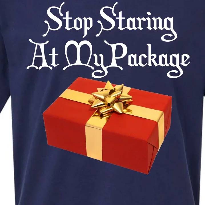 Stop Staring At My Package Christmas Present X-Mas Sueded Cloud Jersey T-Shirt