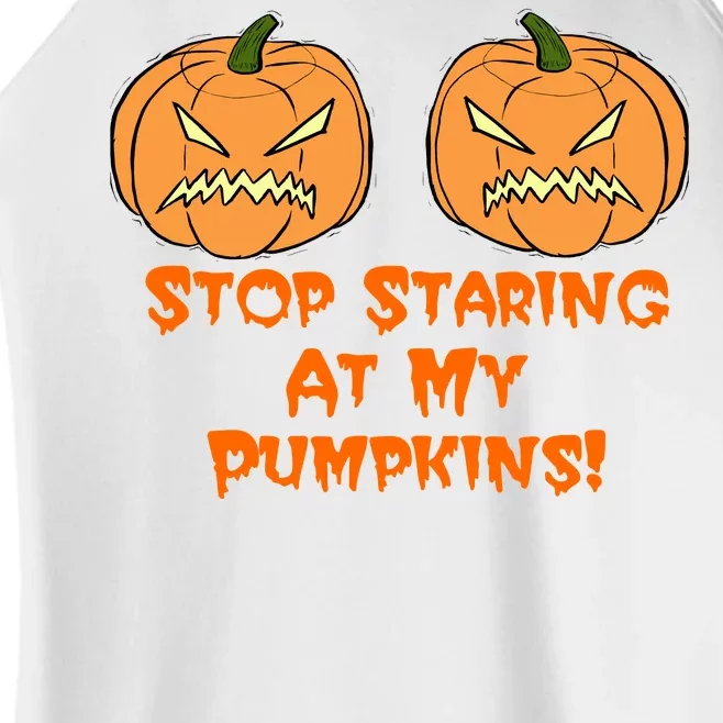 Stop Staring At My Pumpkins Halloween Costume Women’s Perfect Tri Rocker Tank