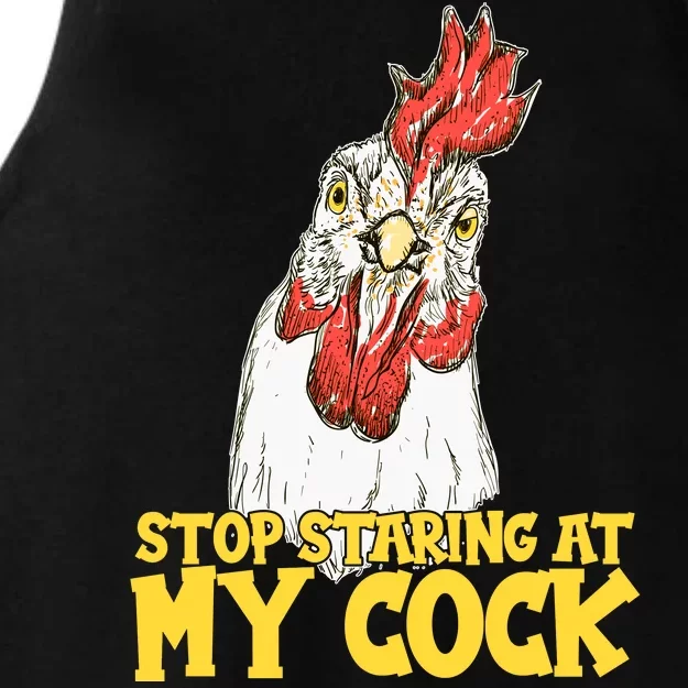 Stop Starring At My Cock Rooster Ladies Tri-Blend Wicking Tank