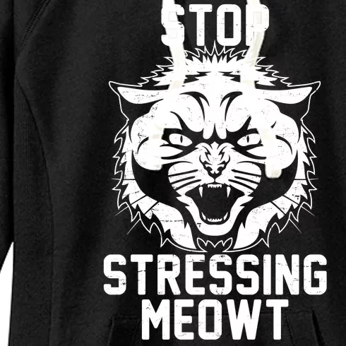 Stop Stressing Meowt Angry Cat Women's Fleece Hoodie