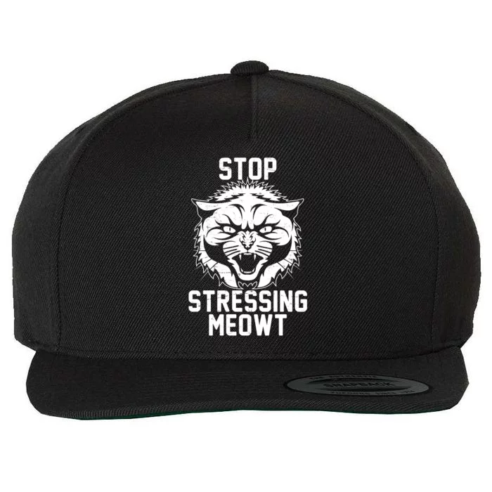 Stop Stressing Meowt Angry Cat Wool Snapback Cap