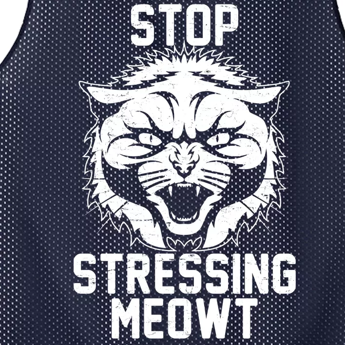 Stop Stressing Meowt Angry Cat Mesh Reversible Basketball Jersey Tank