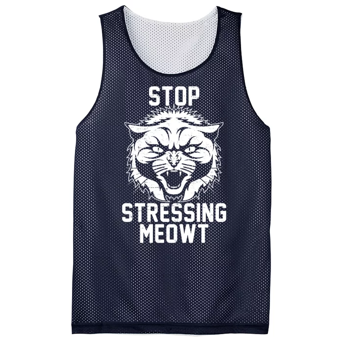 Stop Stressing Meowt Angry Cat Mesh Reversible Basketball Jersey Tank