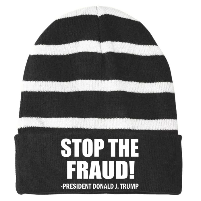 Stop The Fraud Donald J Trump Striped Beanie with Solid Band