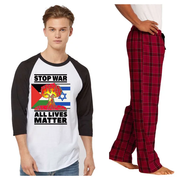 Stop War All Lives Matter Israel Palestine Raglan Sleeve Pajama Set