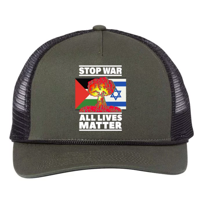 Stop War All Lives Matter Israel Palestine Retro Rope Trucker Hat Cap