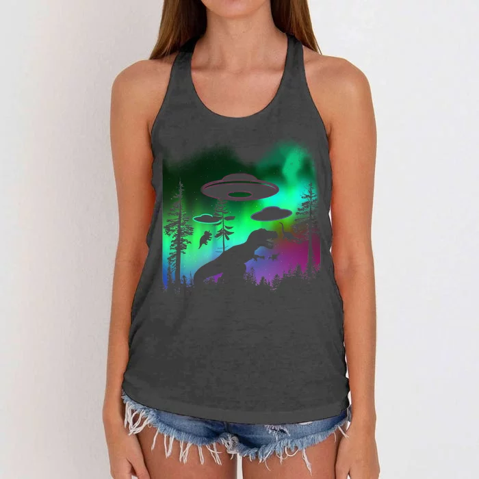 Storm Area 51 Alien Dinosaur UFO Women's Knotted Racerback Tank