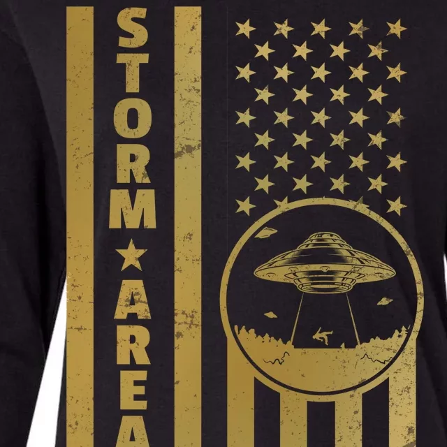 Storm Area 51 Golden Flag Womens Cotton Relaxed Long Sleeve T-Shirt