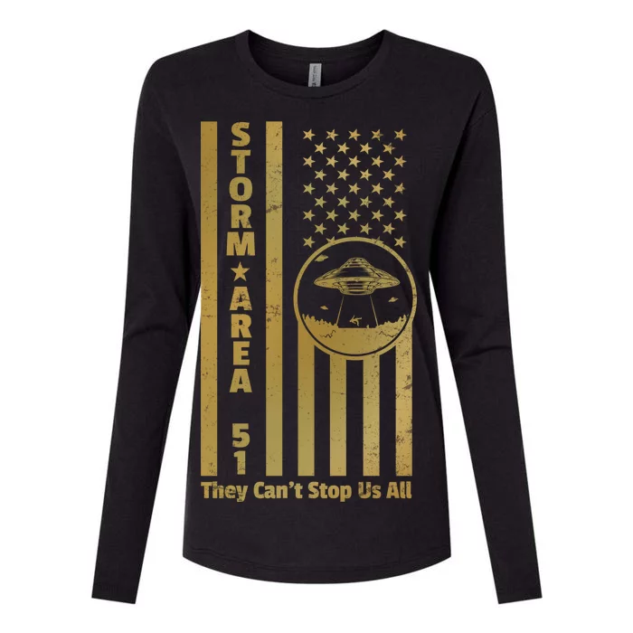 Storm Area 51 Golden Flag Womens Cotton Relaxed Long Sleeve T-Shirt