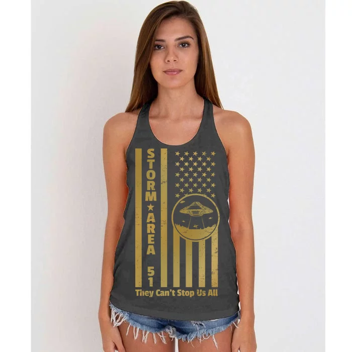 Storm Area 51 Golden Flag Women's Knotted Racerback Tank