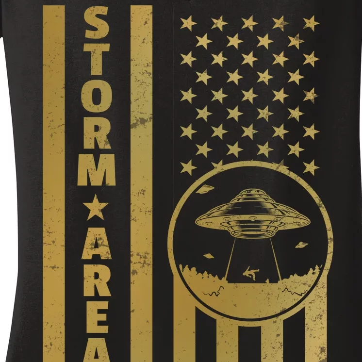 Storm Area 51 Golden Flag Women's V-Neck T-Shirt