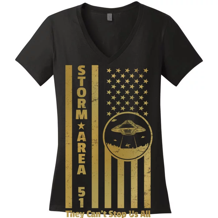 Storm Area 51 Golden Flag Women's V-Neck T-Shirt