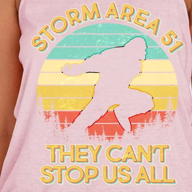 Storm Area 51 They Can't Stop Us All Bigfoot Women's Knotted Racerback Tank