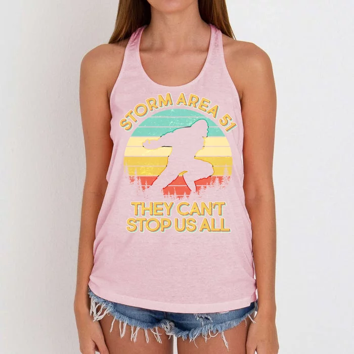 Storm Area 51 They Can't Stop Us All Bigfoot Women's Knotted Racerback Tank