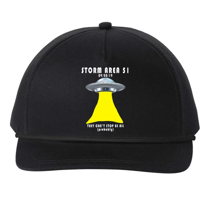 Storm Area 51 They Can't Stop Us Probably Snapback Five-Panel Rope Hat