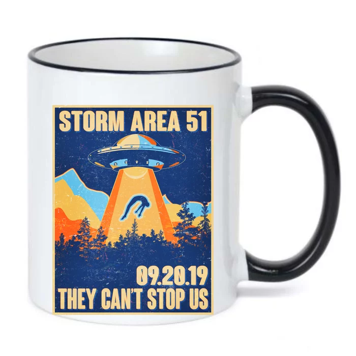 Storm Area 51 Travel Poster They Can't Stop Us Black Color Changing Mug